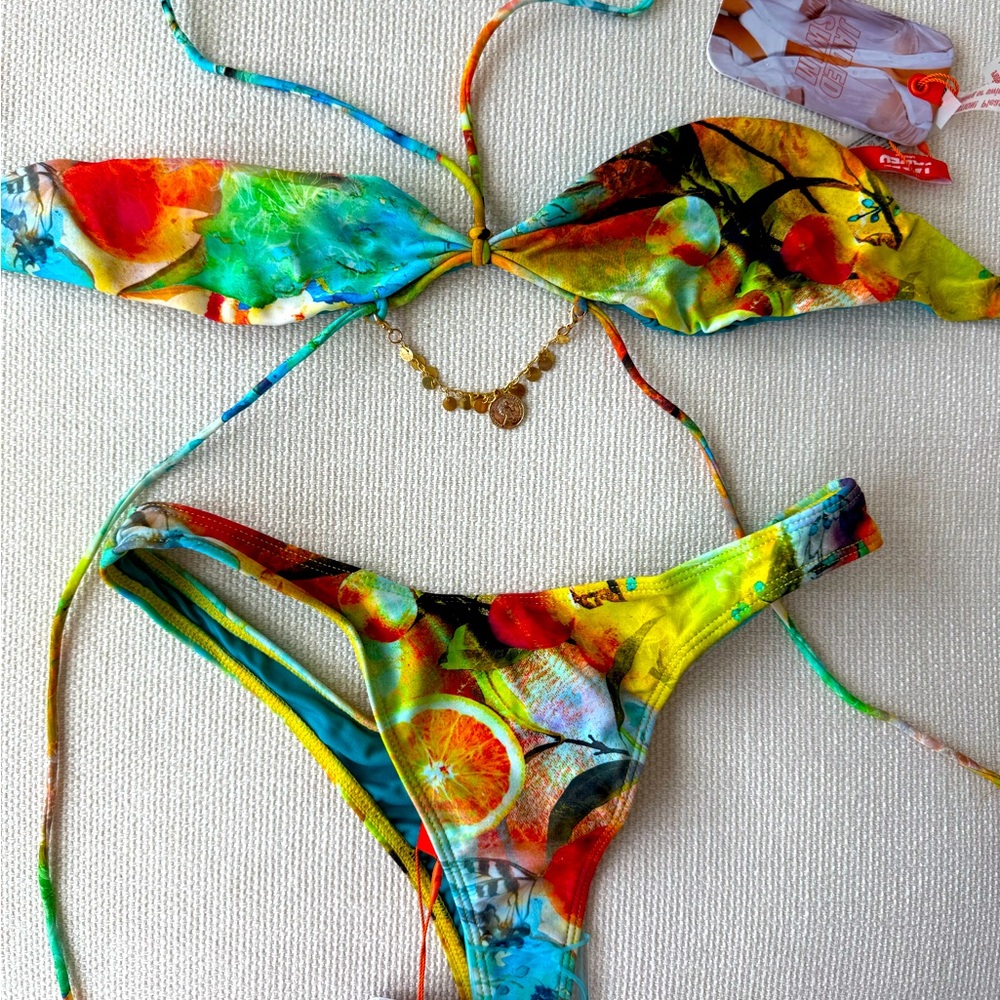 Jaded London Orange and Green Bikini Vibrant Swimwear top only